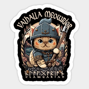 Nordic Norse Valhalla Viking Cat Warrior Sticker